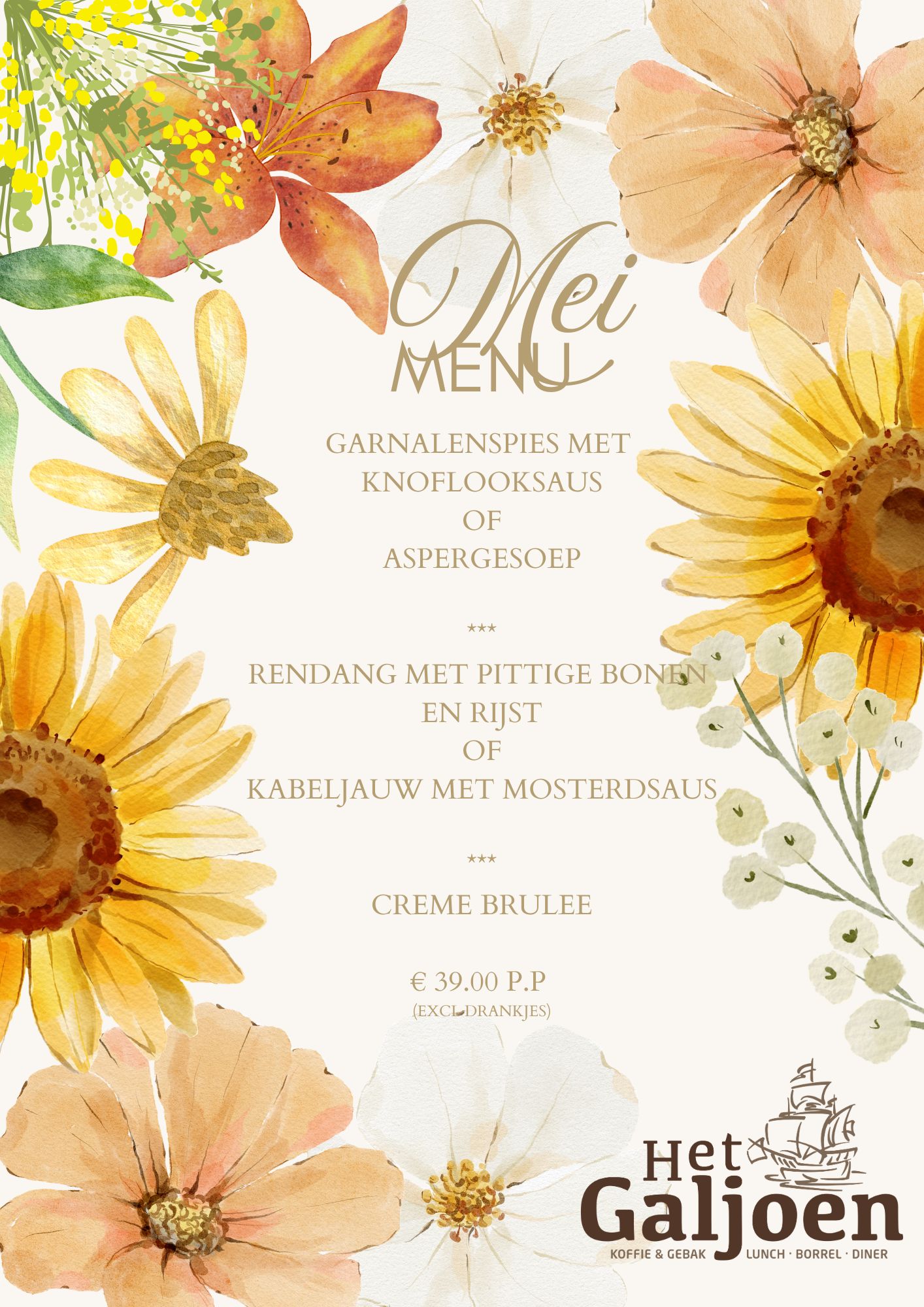 Paas lunch Zondag 5 april en maandag 6 april vanaf 12 uur