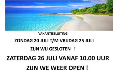 Vakantie sluiting